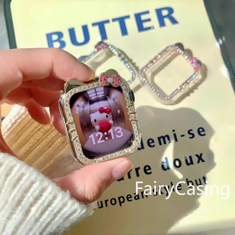 Vỏ PC cứng Diamand Kitten cho Apple Watch S11 S11 Ốp lưng Series 10 42 46mm 41 45mm 49mm 9 7 8 6 5 SE 40mm 44mm Vỏ bảo vệ