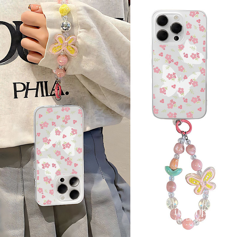 ibumpers Ốp Điện Thoại iPhone Hoa Anh Đào Màu Hồng Tươi Lãng Mạn Có Dây Buộc Dễ Thương Ốp Lưng Trong Suốt Nhám Mờ Chống Bẩn Chống Sốc Cho IPhone 16 15 14 12 13 11 Pro Max IP 7 8 Plus X XS XR