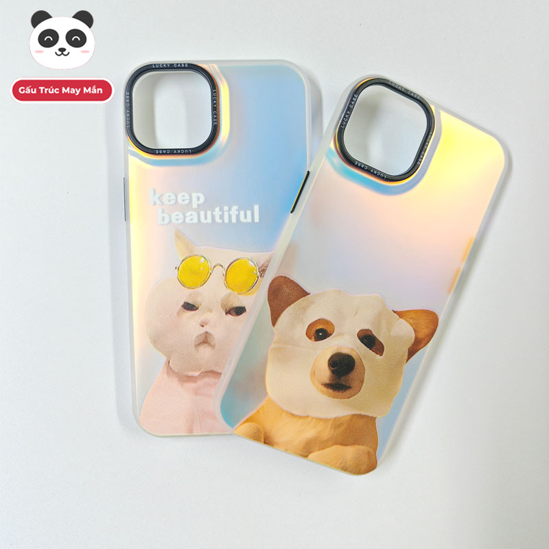 Ốp Lưng iPhone Đôi Mèo/Chó Đắp Mặt Nạ Công Nghệ IMD | Tương Thích iPhone 16/15/14/13/12/11 Pro Max/XR/XS Max