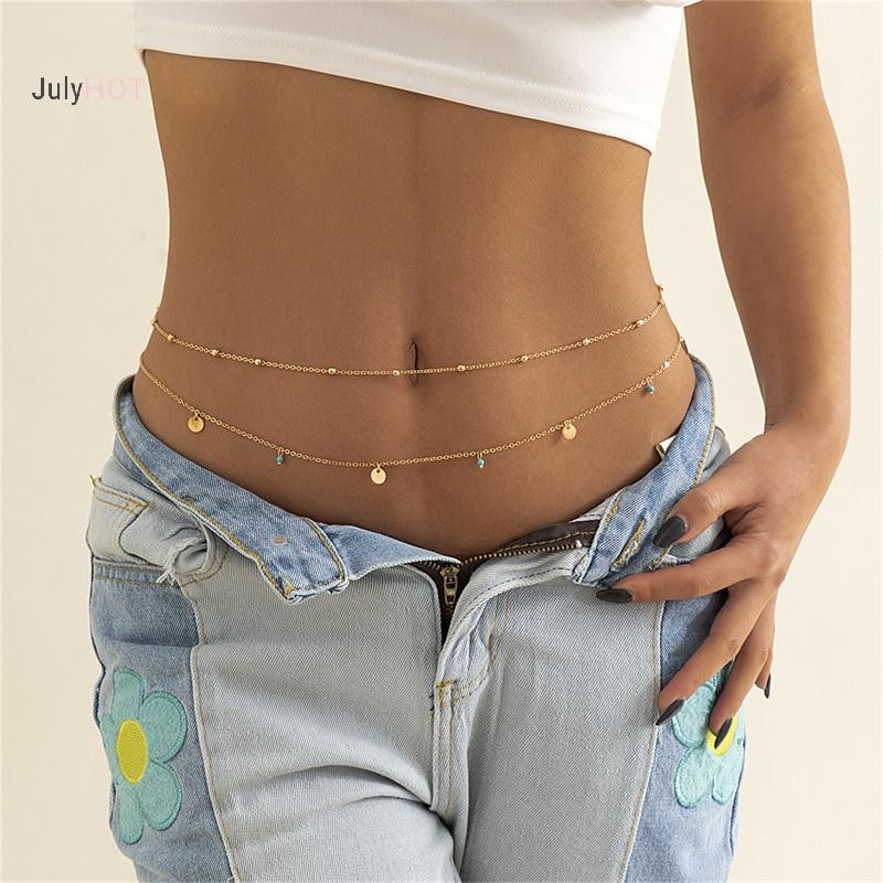 Julyhot Mùa Hè Boho Nhiều Lớp Eo Hạt Nữ Thời Trang Hình Học Kim Sa Lấp Lánh Bụng Dây Xích Cơ Thể Gợi Cảm Trang Sức Massivedeals