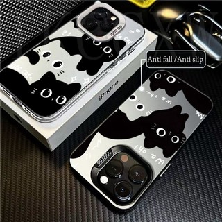 Ốp Điện Thoại Mạ Điện Mờ Cho Tecno CAMON 30S 30 POP9 Spark GO1 30C 10Pro 8c 9 6Go 10 10C 20 20C Mới Mèo Nhỏ Đen Dễ Thương Cặp Đôi IMD Cover