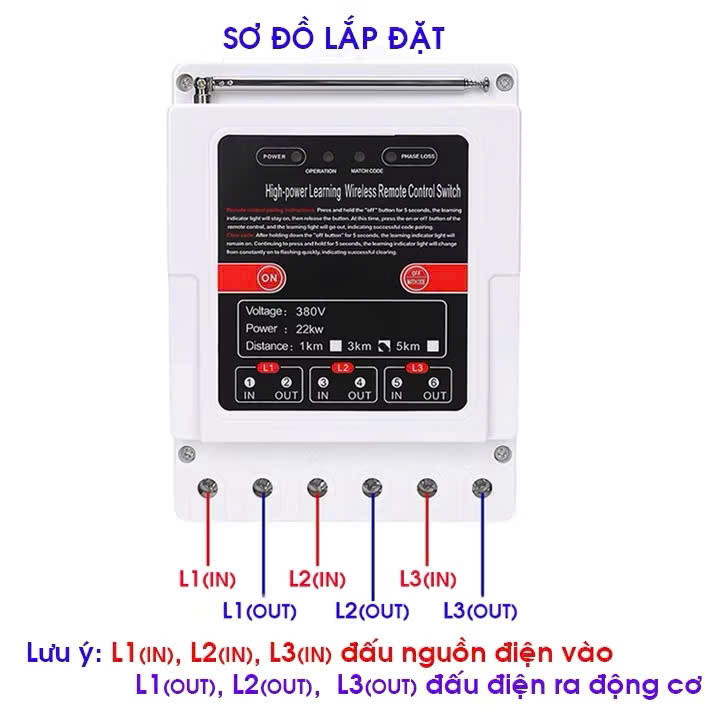 Điều khiển từ xa 3 pha,1 pha 3km (3000m) 6000w chống mất pha,điều khiển máy bơm nước từ xa,công tắc điều khiển từ xa