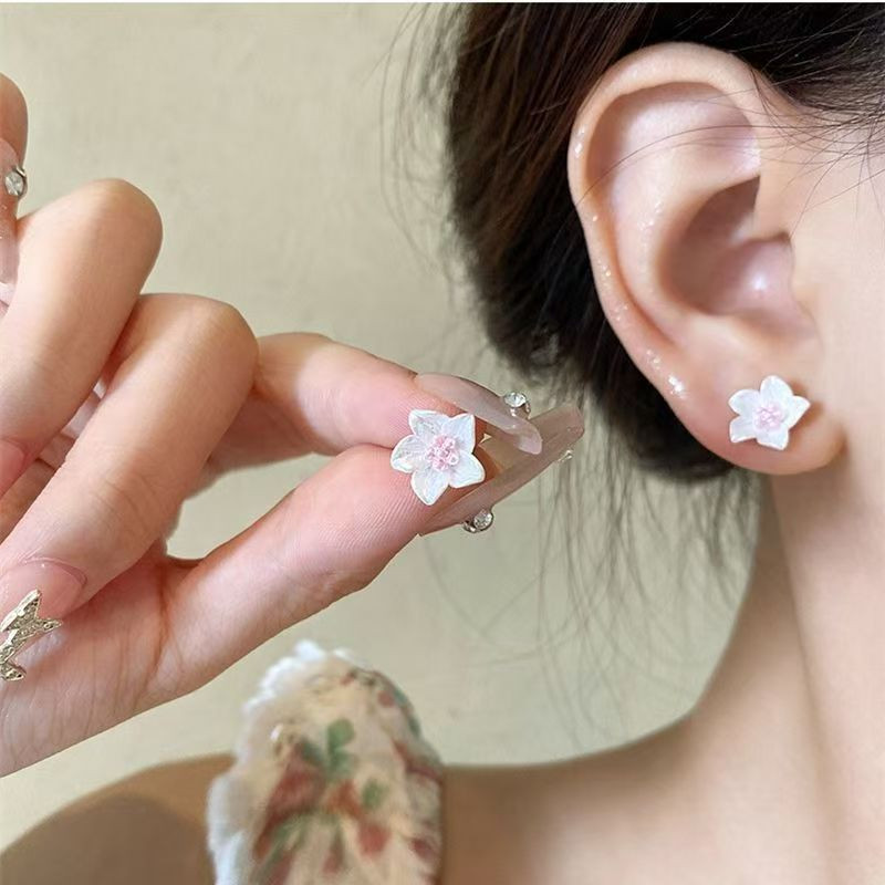 Bông tai hoa trà xanh / trắng nữ Mori ngọt ngào mùa hè mới