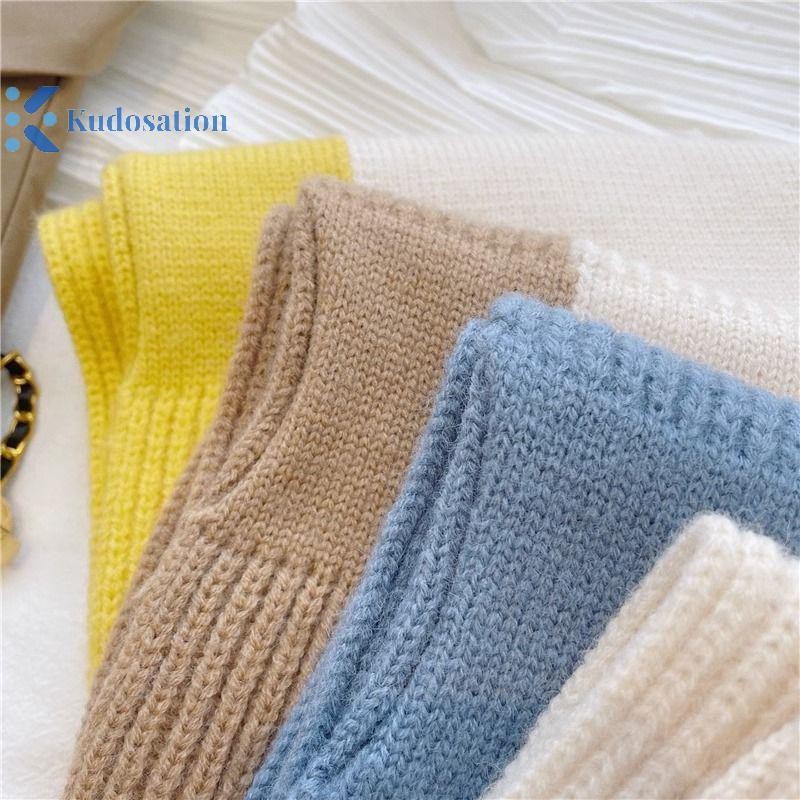Kudosation Khăn quàng cổ hai màu thời trang đa năng dành cho nữ Cô gái Mùa thu đông Khăn quàng cổ mềm mại ngoài trời Khăn quàng cổ bảo vệ