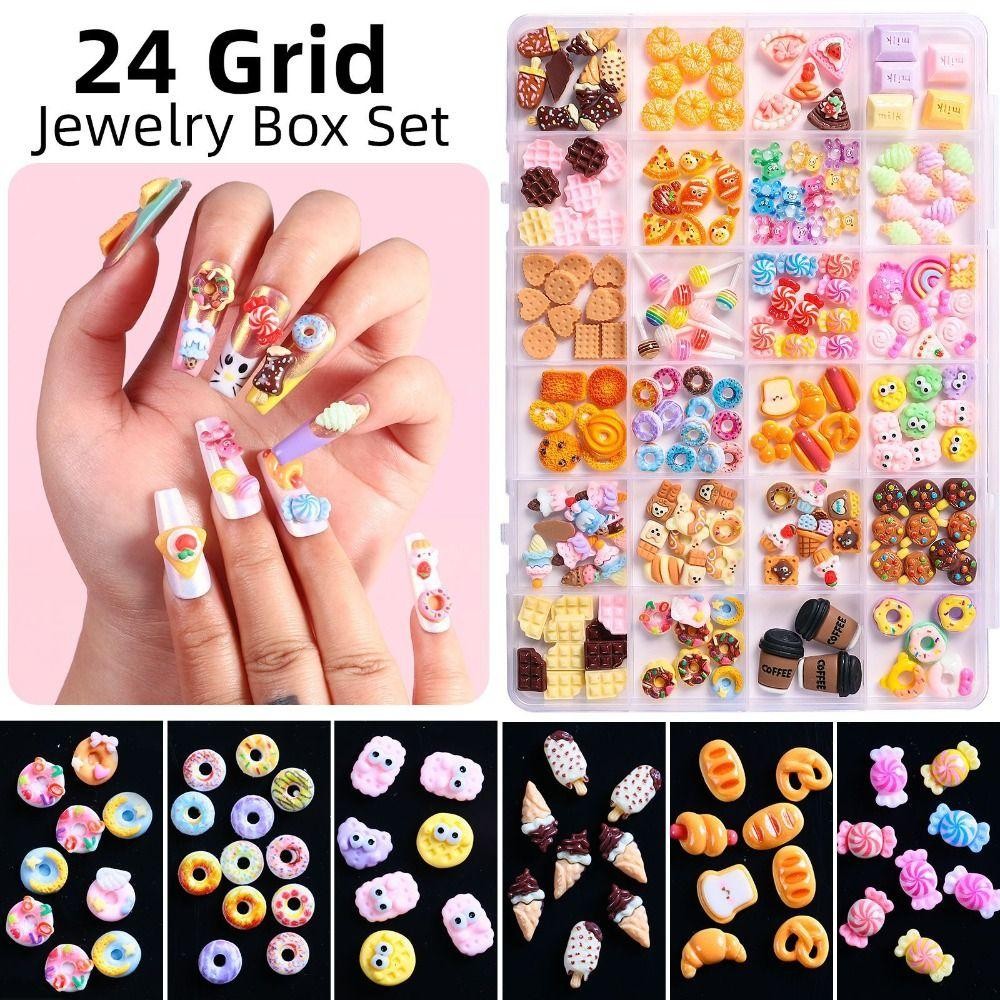 SAIA Nhựa Trang Trí Móng Tay Nghệ Thuật, Hoạt Hình Hoa Kẹo, Phối Màu Lollipop Hạt Bướm, Phụ Kiện DIY Làm Móng Tay