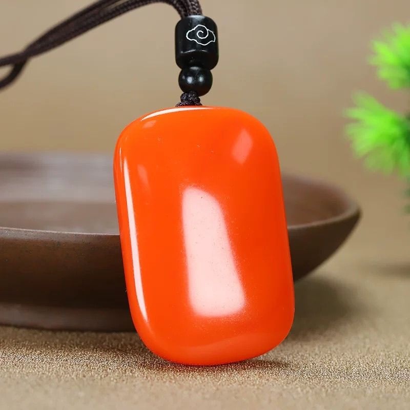 Tự Nhiên Miền Nam Đỏ Mã Não Wuwu Thương Hiệu Vuông Bạn Nữ Áo Len Dây Chuyền Mặt Dây Chuyền Vòng Cổ