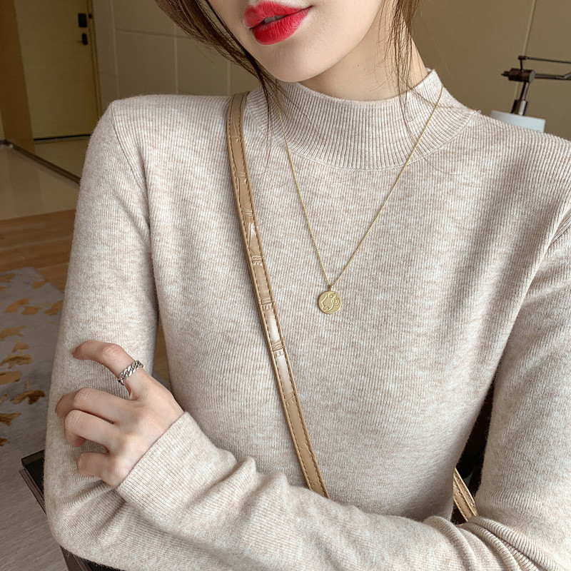YAYUAN Áo Sơ Mi Đáy Nửa Cổ Cao Cổ Nữ Phong Cách Mới Thời Trang Phù Hợp Với Slim-fit