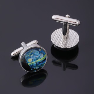 Sáng Tạo Van Gogh Đầy Sao Ban Đêm Đá Quý Nam Vòng Đeo Đơn Giản Retro Kim Loại Pháp Khuy Sét 424E
