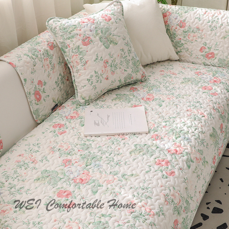 Khăn sofa bốn mùa mẫu mới 2025, tựa lưng chống trượt, đệm ghế cotton tươi mới