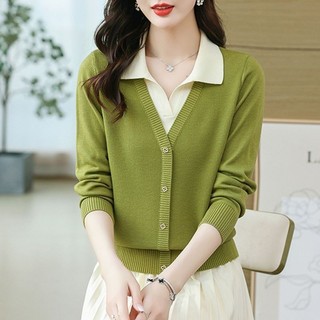 Dệt kim áo Polo cổ len nữ, thiết kế ôm dáng phù hợp thu đông