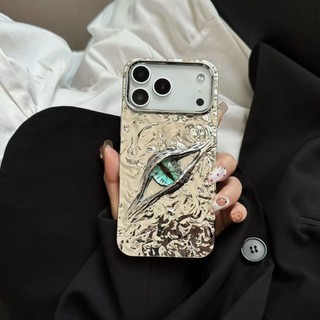 Ốp Điện Thoại Mắt Quỷ Xếp Ly Màu Đen Mạ Điện Cho iPhone 17Promax 17Air 16Promax 11 12 13 14 15 Pro Max 16Plus Vỏ Di Động Silicon Mềm Chống Sốc