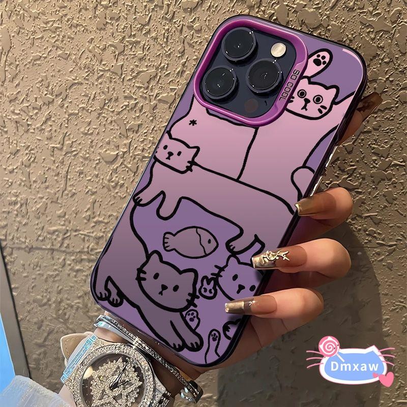Ốp điện thoại hình mèo phong cách Graffiti dễ thương cho iPhone Air 17 16E 16 Pro Max 15 14 Plus 13 12 Mini Pro Max Vỏ cá hoạt hình Bảo vệ ống kính Vỏ mềm chống rơi