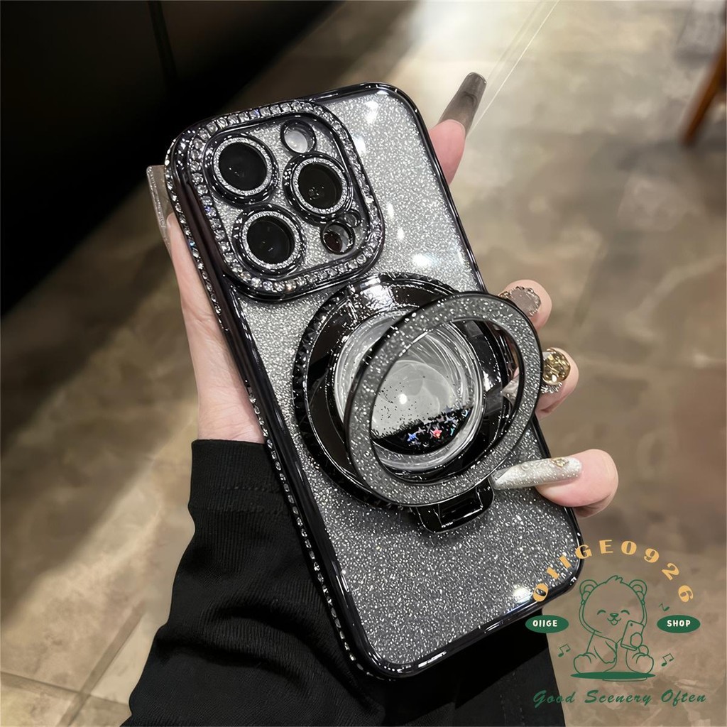 【 Ốp lưng iphone16 】 Giá đỡ cát lún kim cương Vỏ điện thoại iphone16 Pro Max 15 14 13 12 11 cho vỏ iPhone Vỏ mềm silicon TPU chống sốc