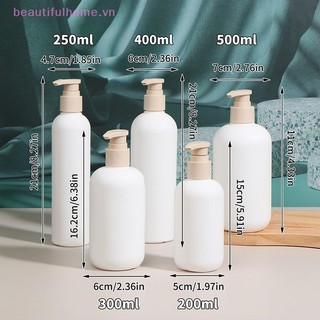 [Beautifulhome] Chai dầu gội bơm nhựa rỗng màu trắng 200-500ml Chai mỹ phẩm chất lượng cao Bơm Acrylic có thể đổ lại [làm đẹp]