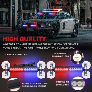 2 trong 1 Lưới tản nhiệt ô tô màu xanh đỏ Đèn nhấp nháy khẩn cấp Đèn cảnh sát LED Cảnh báo nguy hiểm Nhấp nháy An toàn Đèn chắn gió phía trước / phía sau