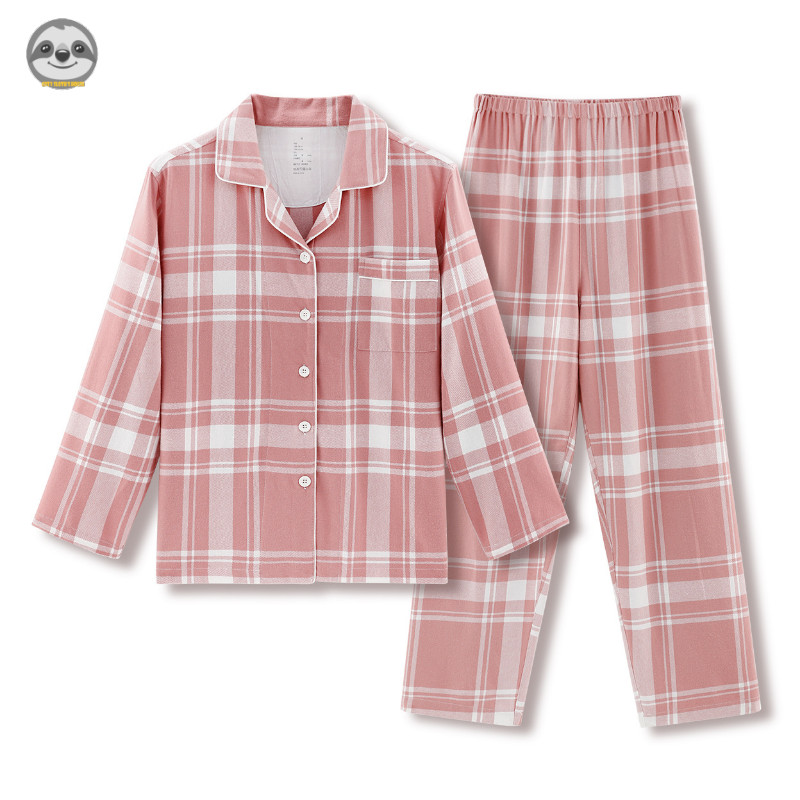 Phong cách Nhật Bản Phong cách Muji / Đồ ngủ Flannel kẻ sọc rộng / Bộ đồ ngủ cặp đôi Cotton / Đồ ngủ kẻ sọc mềm mại thoải mái