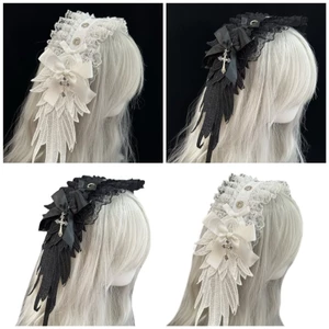 GODD Gothic Gothic Gothic Gothic Wing Băng đô có thể điều chỉnh Mũ đội đầu Punk dành cho nữ Cô gái