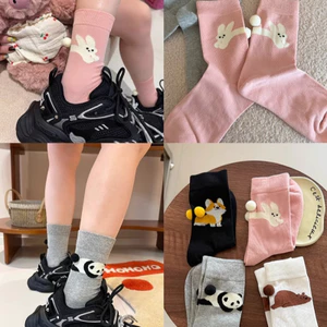 Gấu Trúc Xám Dễ Thương Giữa Tất Cotton Nguyên Chất Không Xương Hoạt Hình Xuân Thu Thiết Kế Trường Học Tất Đa Năng Trong Nhà Và Ngoài Trời