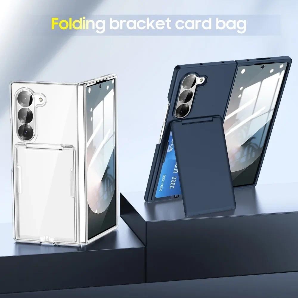 Dành Cho Samsung Galaxy Z Fold 6 5 Fold6 Fold5 5G Ví Điện Thoại Có Khe Cắm Thẻ Chân Đế Chống Sốc Bền Cứng Bảo Vệ