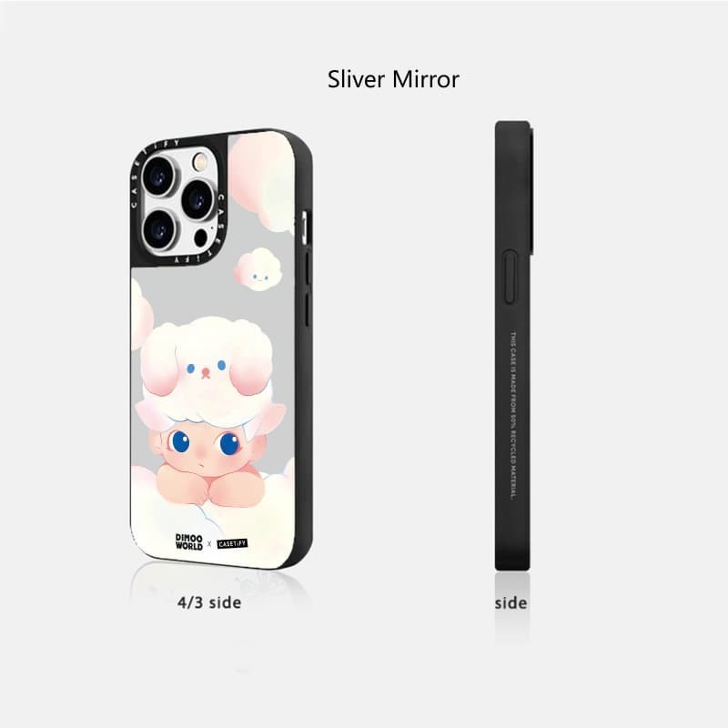 CASETiFY X DIMOO WORLD Hút từ tính Vỏ IPhone Gương đen & bạc IPhone 16 15 14 13 12 Pro Max Plus Ốp điện thoại cứng có hộp khắc logo