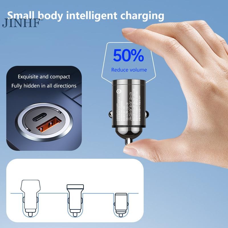 JINHF 100W Sạc Xe Hơi Cổng Kép Siêu Adapter Sạc Nhanh PD QC 3.0 Cho Xe Huawei Adapter HOT