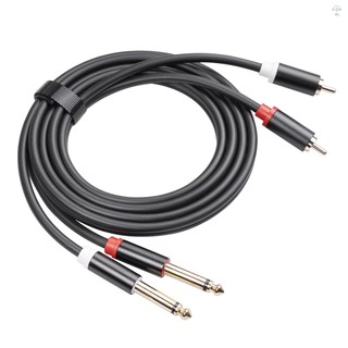 Cáp kết nối âm thanh RCA kép 1 / 4 '' TS sang Dual 2 × 6.35mm Nam TS sang 2 RCA Nam Bộ chuyển đổi Dây mạ vàng + Vỏ hợp kim nhôm 5FT