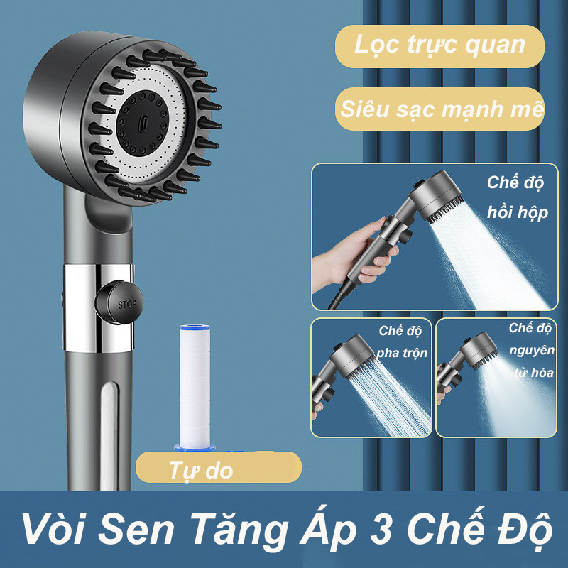 Vòi sen tăng áp ba chế độ áp suất cao,Chức năng cài đặt nâng cao 3 trong 1，Áp Lực Siêu Mạnh