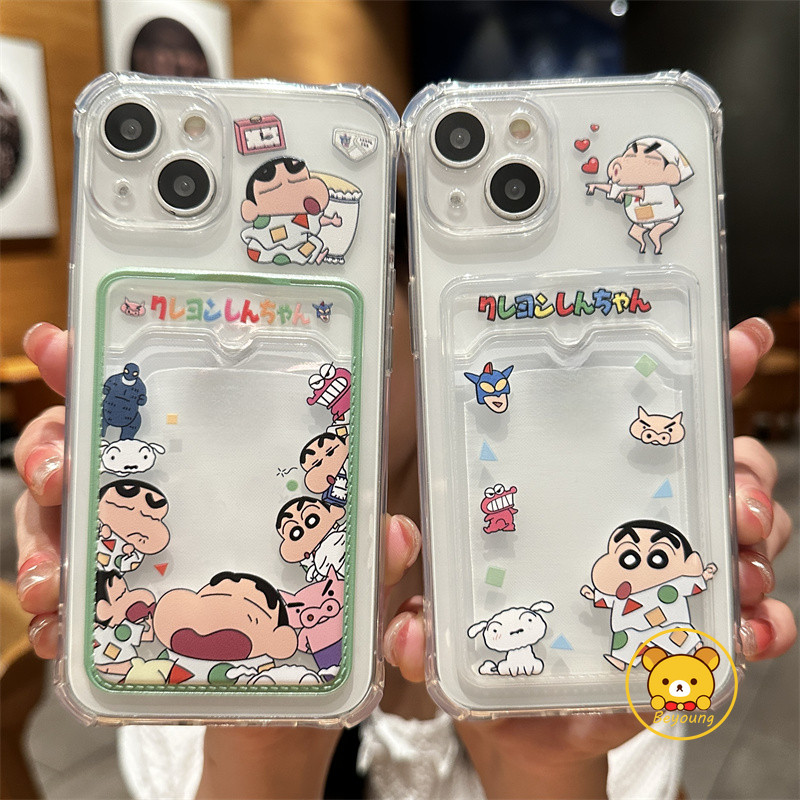 Vỏ Đựng Thẻ Crayon Shin-chan Cho Samsung Galaxy A56 A26 M36 A16 A06 M55 A55 A35 A25 A15 M15 F15 M54 5G 4G Vỏ Sang Trọng Hoạt Hình Cặp Đôi Dễ Thương Ví Mềm Vỏ Điện Thoại