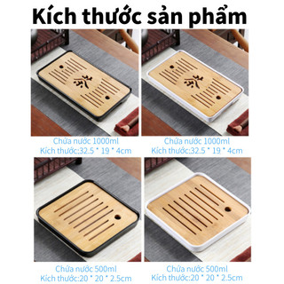 Khay Trà Tre Cao Cấp, Khay Đựng Trà Đạo Hun Khói Có Khay Đựng Nước, Tiện Lợi Cho Bàn Trà