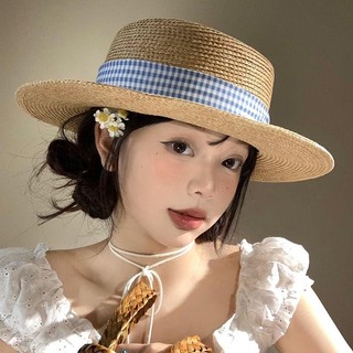 Phiên Bản Hàn Quốc Flat Top Dệt Mũ Rơm Nữ Mùa Hè Pháp Hepburn Phong Cách Top Hat