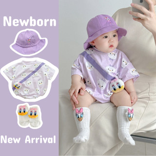 Bộ áo liền quần Cotton ngắn tay mùa hè cho bé trai bé gái Bộ áo liền quần kiểu Hàn Quốc (0-24 tháng)