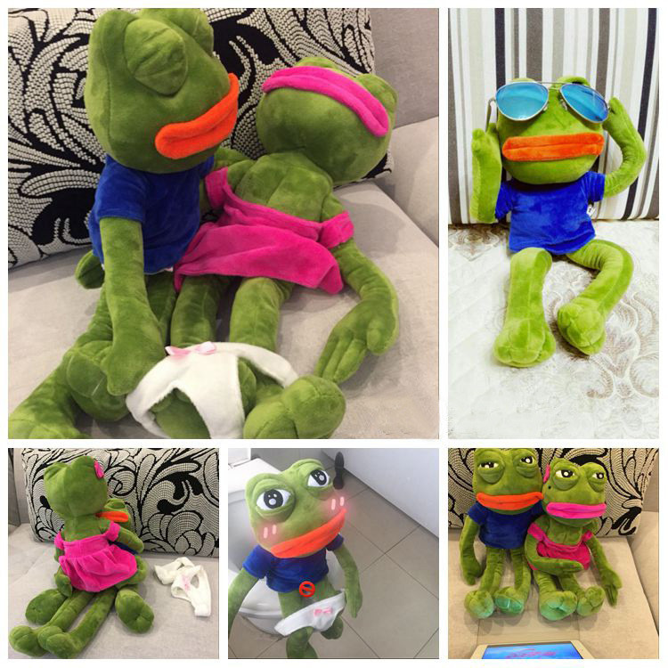 Green Frog Plushie - Búp bê nhồi bông mặt buồn dễ thương, Cánh tay & chân có thể tư thế linh hoạt, Bộ sưu tập lấy cảm hứng từ Kawaii Meme