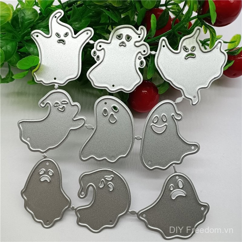 9 khuôn cắt ma Halloween, khuôn cắt bằng thép carbon, khuôn dập nổi DIY, khuôn khắc, sổ lưu niệm, nghệ thuật giấy cho trẻ em