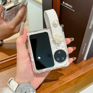 Ốp điện thoại gấp cho Oppo Find N2 N3 Flip Trong suốt gợn nước hoa hồng vòng tay cứng vỏ điện thoại tpu