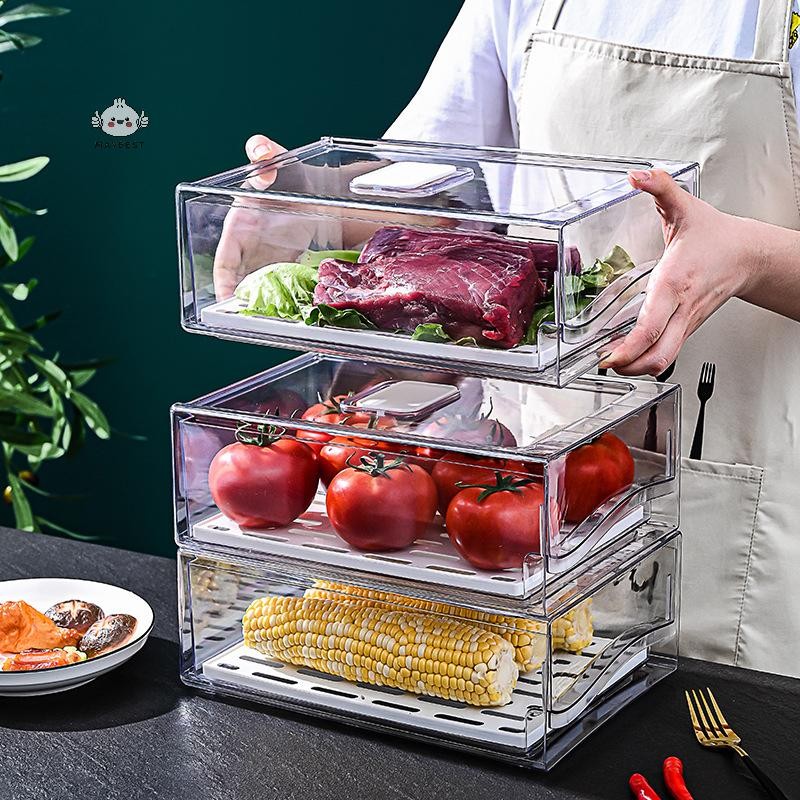 Maybest Hộp Bảo Quản Tủ Lạnh Nhà Bếp Loại Ngăn Kéo Hộp Giữ Tươi Thực Phẩm Trứng Và Thịt Hộp Bảo Quản Hoàn Thiện Thực Phẩm {VN}