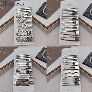 Okcatzone 8 Cái / bộ Bạc Kim Loại Đa Phong Cách Kẹp Tóc Liền Mạch Nổ Kẹp Tóc Đơn Giản Mũ Phụ Kiện Tóc Cho Nữ L6X6