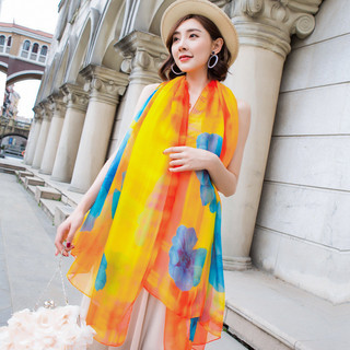 Khăn choàng lụa chiffon dài in hình, chống nắng mùa xuân hè, dùng làm khăn tắm biển hoặc choàng cổ mẹ Hàn Quốc 4.11 SMGD