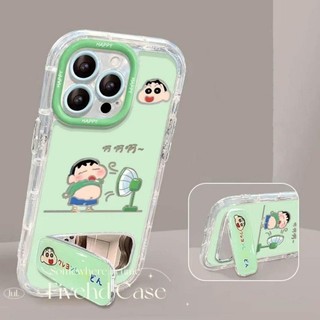 Vỏ gương trang điểm hoạt hình dễ thương + Giá đỡ cho iPhone 11 16 15 14 13 12 Pro Xs Max XR X 6 6s 7 8 Plus Vỏ điện thoại TPU mềm Ốp lưng bảo vệ chống sốc