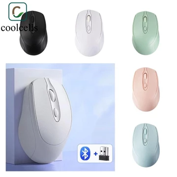 Chuột không dây COOLCELLS Ergonomics, Chuột không dây Macaron cắm và chạy có thể sạc lại, Chuột chơi game 2.4Ghz + BT5.0 Phụ kiện máy tính không dây Morandi di động tiện lợi