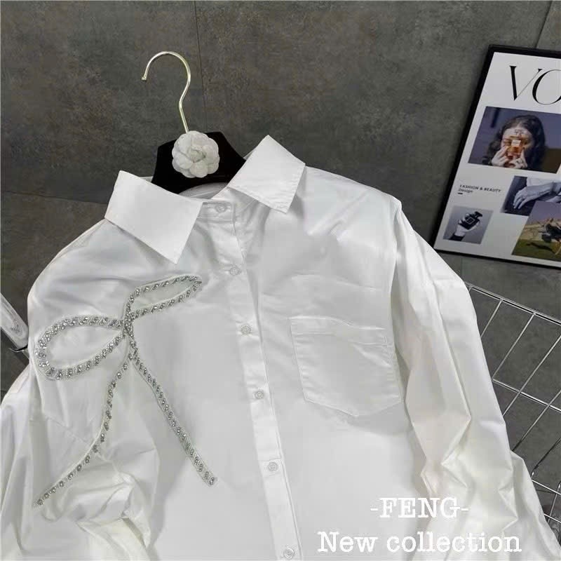 Áo Sơ Mi Nơ Đá Ngực KCloset Sơ Mi Nữ Chất Cotton Mềm Mịn Nữ Tính NA677
