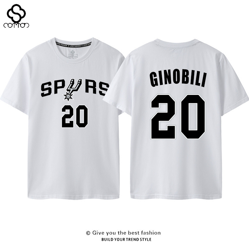 Spurs Duncan No. 21 Parker Gino Billy Vinban Yama No. 1 Áo thun ngắn tay Áo bóng rổ thể thao cỡ lớn thông thường