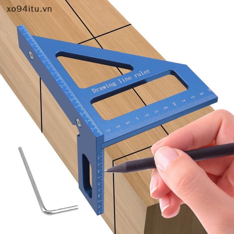 XOITU 3D Đa Góc Nhôm Đỏ Thước Đo 45 / 90 Độ Chế Biến Gỗ Vuông Thước Đo Đường Vẽ Miter Tam Giác Bố Trí Dụng Cụ VN