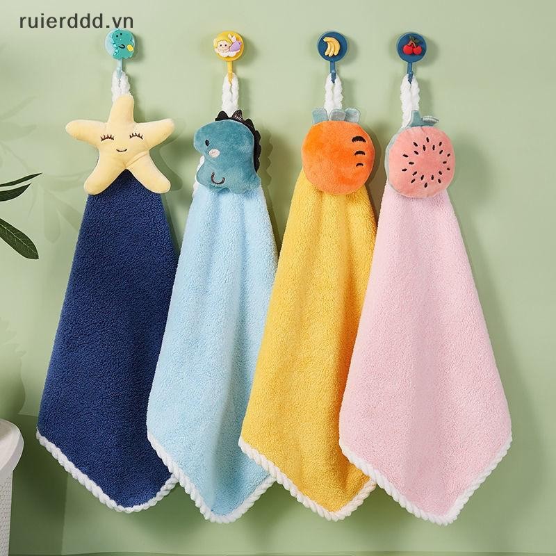 # ruierddd # Khăn tay Khăn tay trẻ em dễ thương Khăn tay khô thấm nước Khăn lau nhà bếp Khăn lông cừu san hô có vòng.
