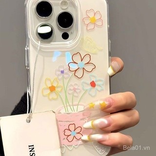 Ốp điện thoại tương thích với iPhone, ốp hoa đơn giản cho iPhone 16 Pro Max, ốp hai trong một cho iPhone 15/14, ốp mềm cho iPhone 13/12, phong cách Ins 11, ốp bảo vệ LBZA