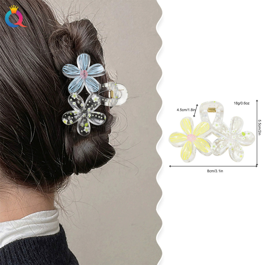 【 YUNYUAN 】 Kẹp Hoa Năm Cánh Nhỏ Và Tươi Mới In Hình Nữ Sáng Tạo Tóc Đuôi Ngựa Kẹp Tóc Cá Mập