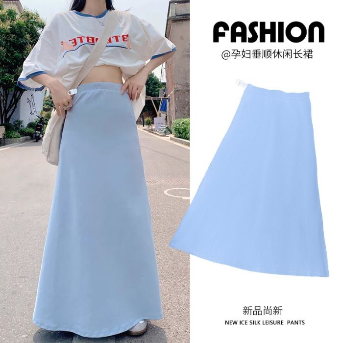 Váy bà bầu mùa hè Sản phẩm mới co giãn có thể điều chỉnh Drape Feel Váy dài ôm hông