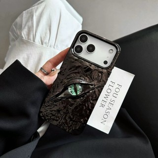 Ốp Điện Thoại Mắt Quỷ Xếp Ly Màu Đen Mạ Điện Cho iPhone 17Promax 17Air 16Promax 11 12 13 14 15 Pro Max 16Plus Vỏ Di Động Silicon Mềm Chống Sốc