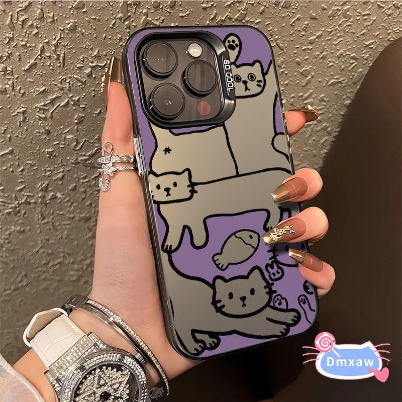 Ốp điện thoại hình mèo phong cách Graffiti dễ thương cho iPhone Air 17 16E 16 Pro Max 15 14 Plus 13 12 Mini Pro Max Vỏ cá hoạt hình Bảo vệ ống kính Vỏ mềm chống rơi