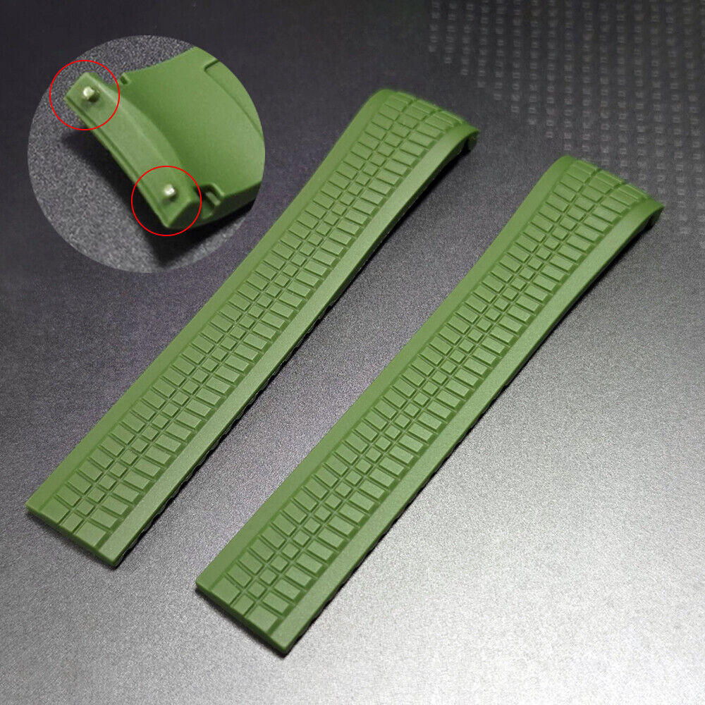 Cinturino Patek Philippe Aquanaut In Gomma Verde 21x18 Mm - Modelli 5167a, 5167r, 5164a, 5164r
