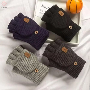 1 Cặp Găng Tay Không Ngón Dệt Kim Mùa Đông Làm Dày Ấm Áp Găng Tay Màn Hình Cảm Ứng Dành Cho Nam Nữ Ấm Nửa Ngón Găng Tay Dày Quà Tặng Mới
